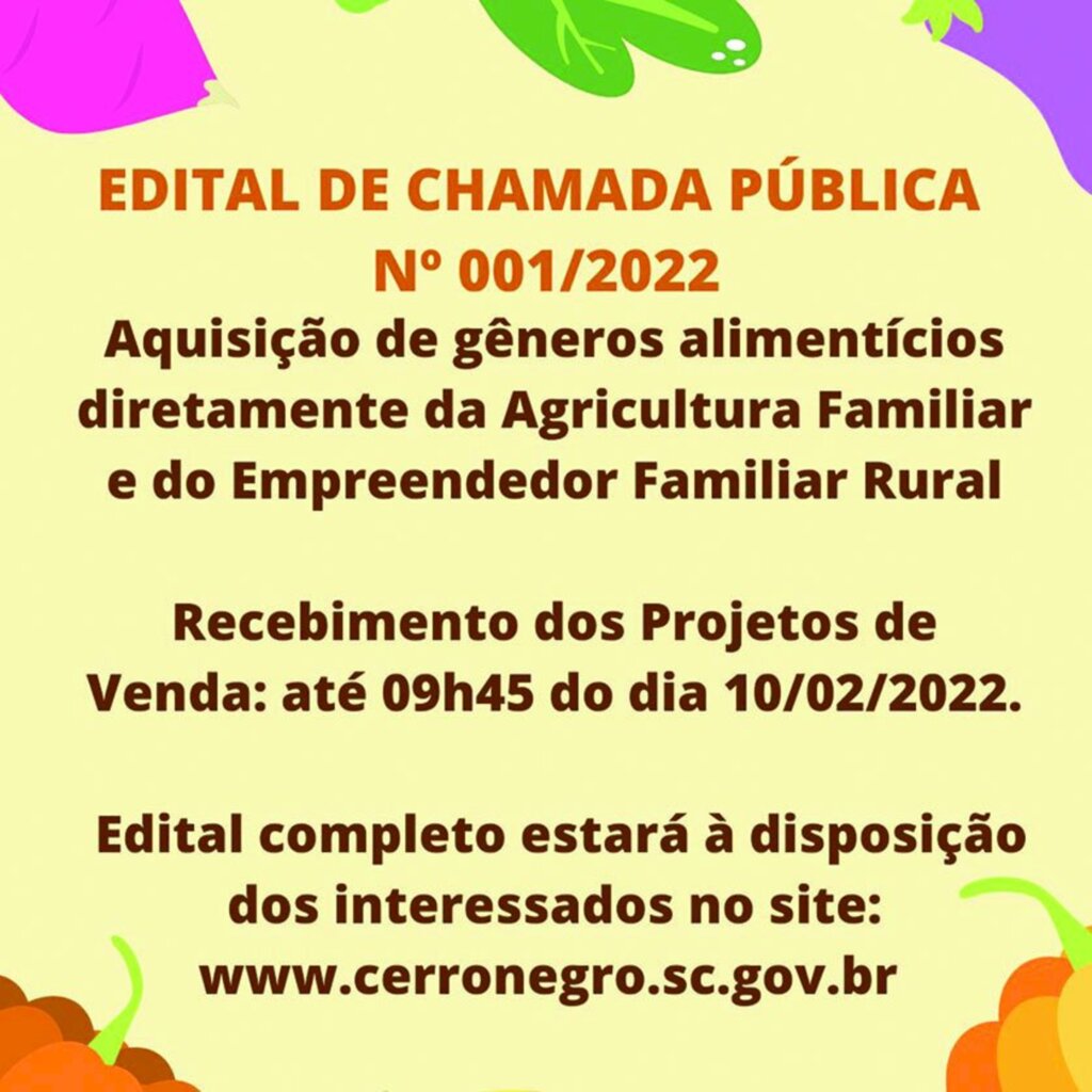 Edital de Chamada Pública nº 001/2022 - Cerro Negro