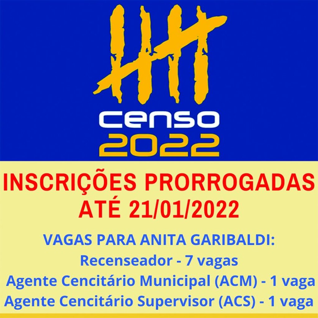 Inscrições para o Censo 2022 são prorrogadas até 21/01/2022