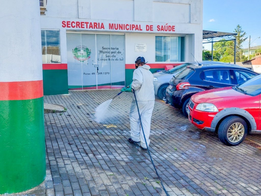 Trabalho de sanitização é realizado em Campo Belo do Sul para o combate e enfrentamento de novos surtos de Covid-19