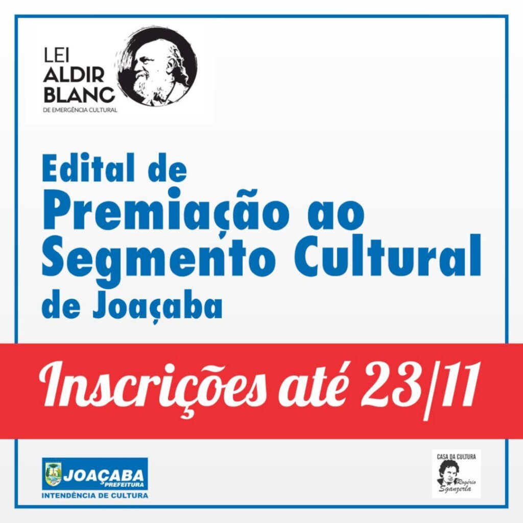 Assessoria de Imprensa Prefeitura de Joaçaba - O Edital foi aberto em atendimento ao Inciso III da Lei Aldir Blanc de Emergência Cultural, que dispo?e sobre ac?o?es emergenciais destinadas ao setor cultural a serem adotadas durante a pandemia do Coronavírus.