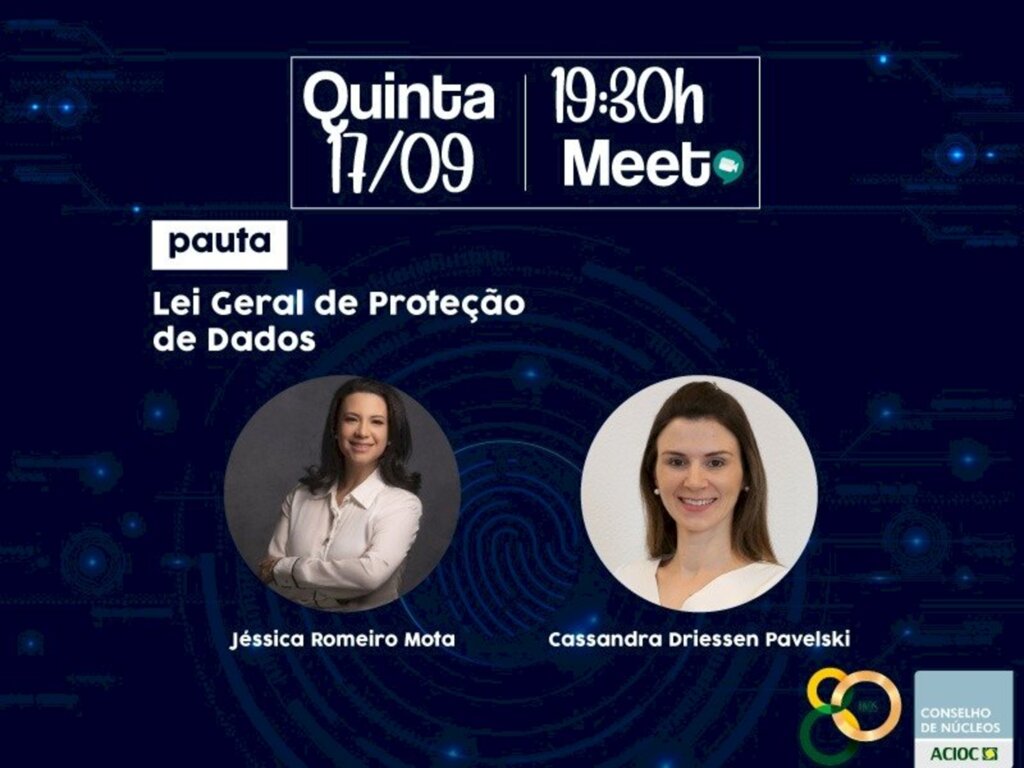 Link de acesso: meet.google.com/qzh-domv-jij - O assunto é relativamente novo para muitas pessoas e diante disso, o Conselho de Núcleos Empresariais da ACIOC promoverá no dia 17 de setembro, a partir das 19h30, na plataforma Meet um bate-papo on-line sobre a temática.