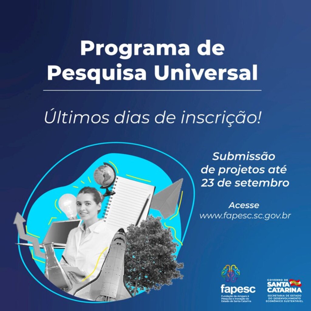 Prazo para inscrições no Programa de Pesquisa Universal termina dia 23 de setembro