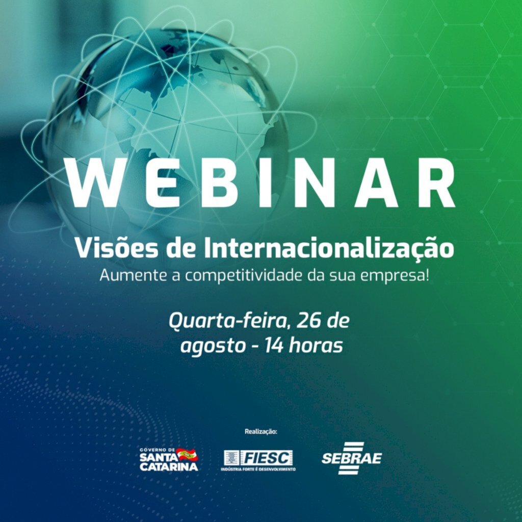 Fonte: Sebrae/SC - Evento é uma iniciativa do Sebrae/SC, por meio do Programa Go to Market, em parceria com a Fiesc e o Governo do Estado