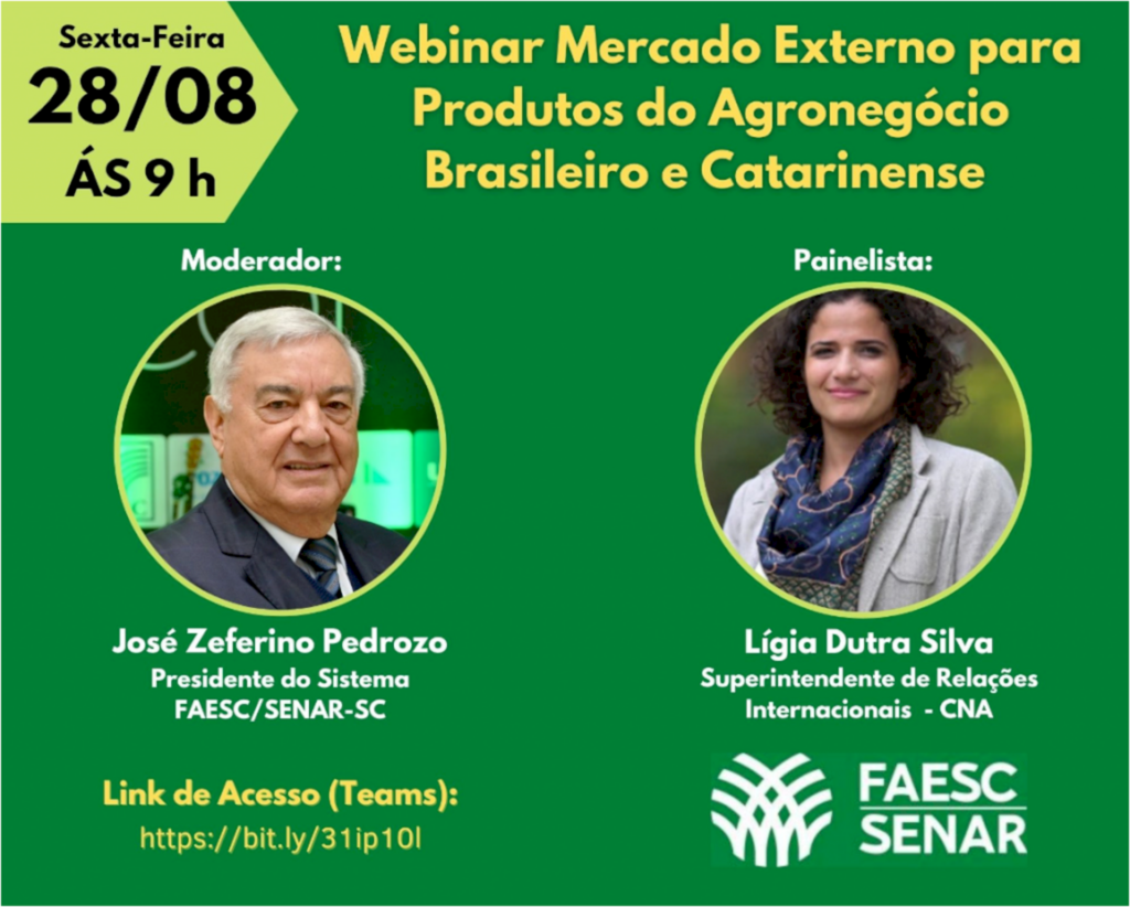 FAESC debate mercado externo do agro em Webinar