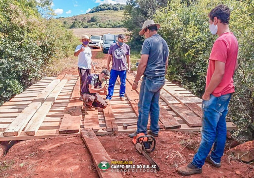 Ponte é recuperada no interior de Campo Belo do Sul