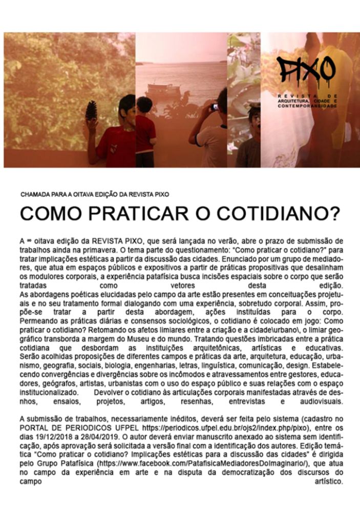 Revista Pixo abre chamada para a oitava edição