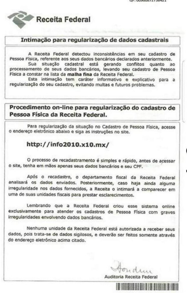 Receita Federal alerta para mensagens falsas em nome da instituição