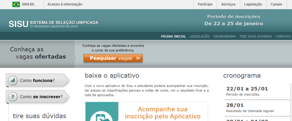 Primeira edição do Sisu 2019 deve abrir mais de 235 mil vagas