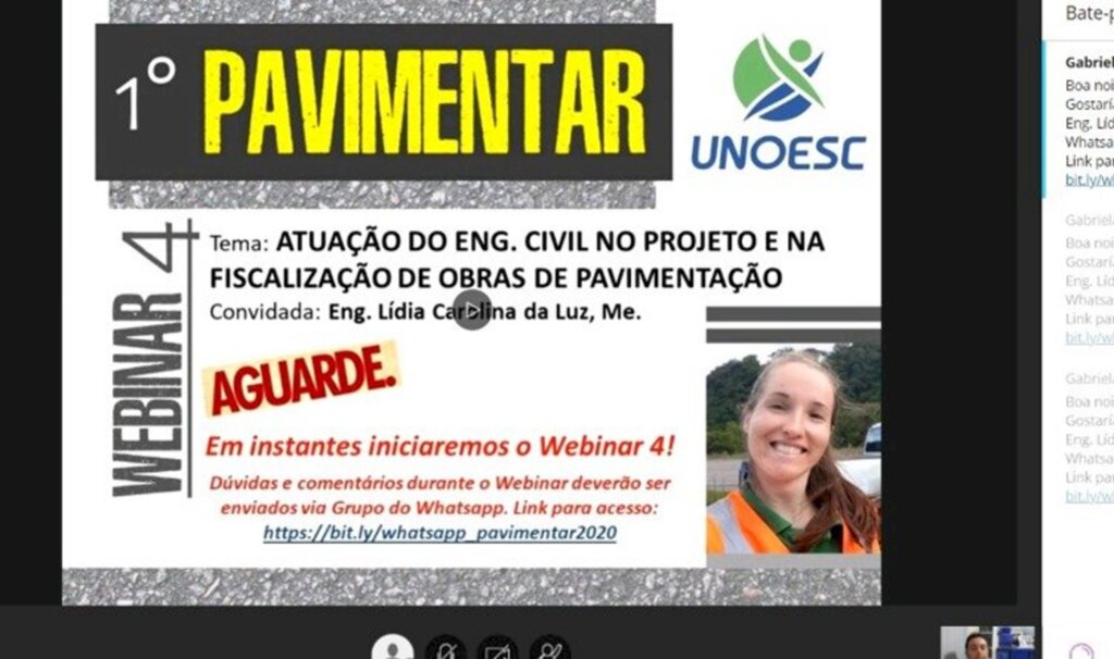 Adriano França Assessoria de Imprensa Marketing e Comunicação Unoesc Joaçaba - 4º Webinar com a Engª Me. Lídia Carolina da Luz