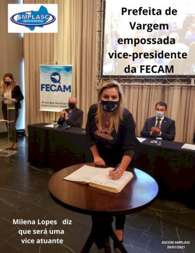 Prefeita de Vargem toma posse como vice-presidente da FECAM