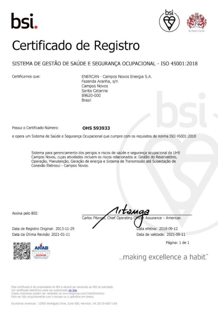 Enercan recebe  Certificação