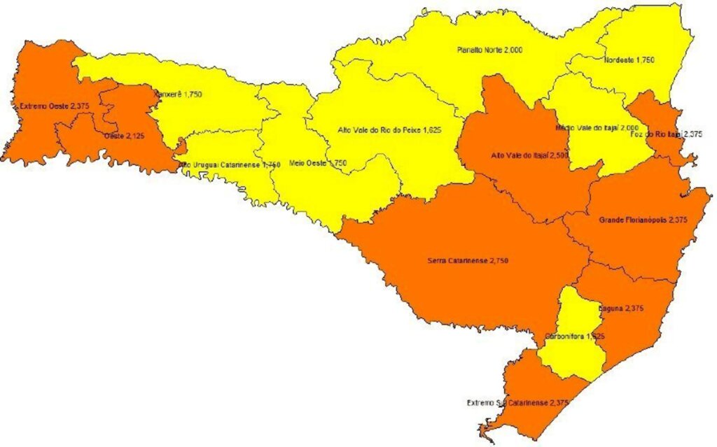 Coronavírus: SC tem oito regiões em risco grave e oito regiões em risco alto