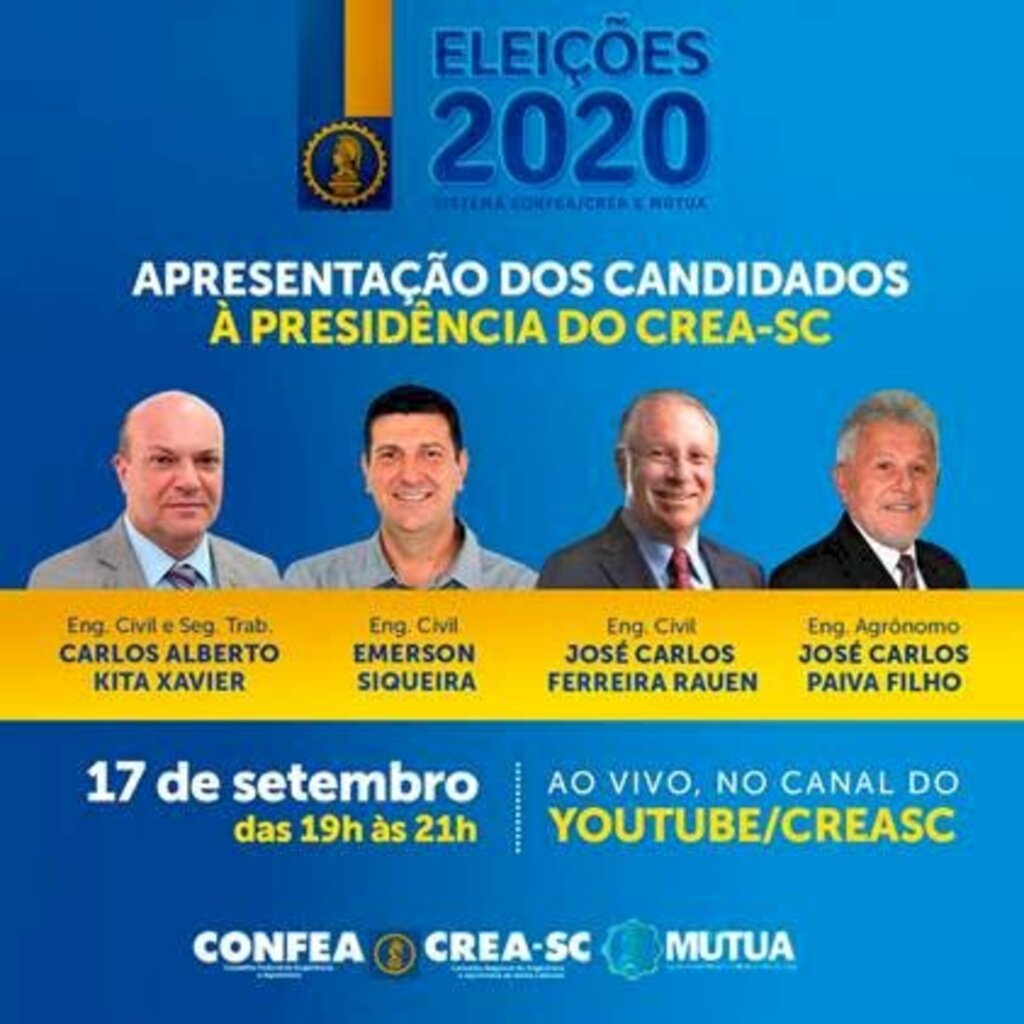 CREA-SC apresenta candidatos à presidência nesta quinta-feira (17)