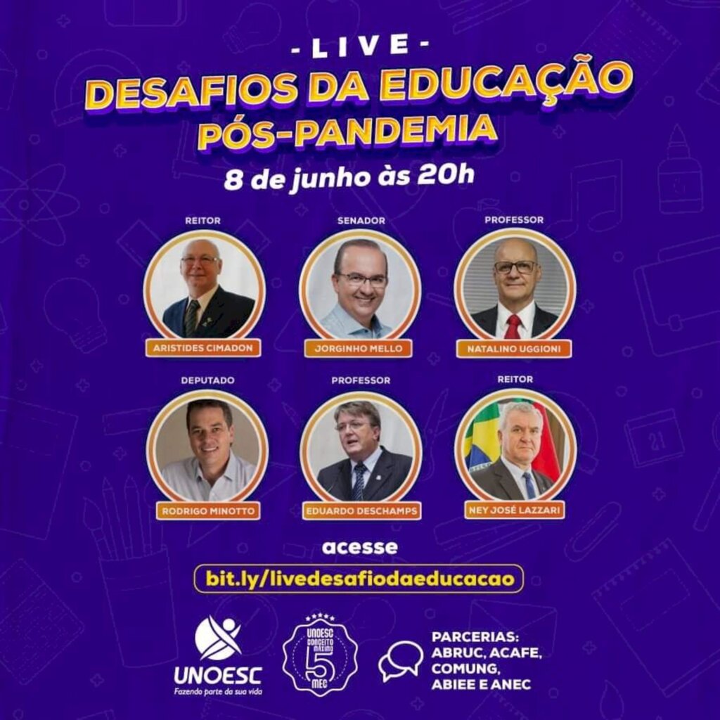 Unoesc promove live sobre os Desafios da Educação Pós-pandemia