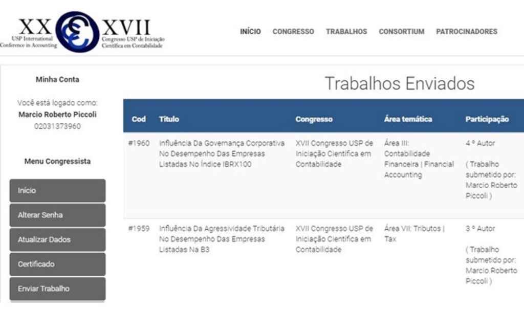 Curso de Ciências Contábeis têm artigos aprovados em Congressos renomados na área da Contabilidade