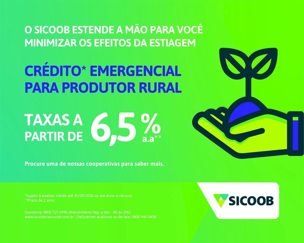 Sicoob Credicanoas disponibiliza mais de R$5.000.000,00 de Recursos Próprios em Crédito Emergencial Empresas e Produtores Rurais nos cinco municípios de atuação