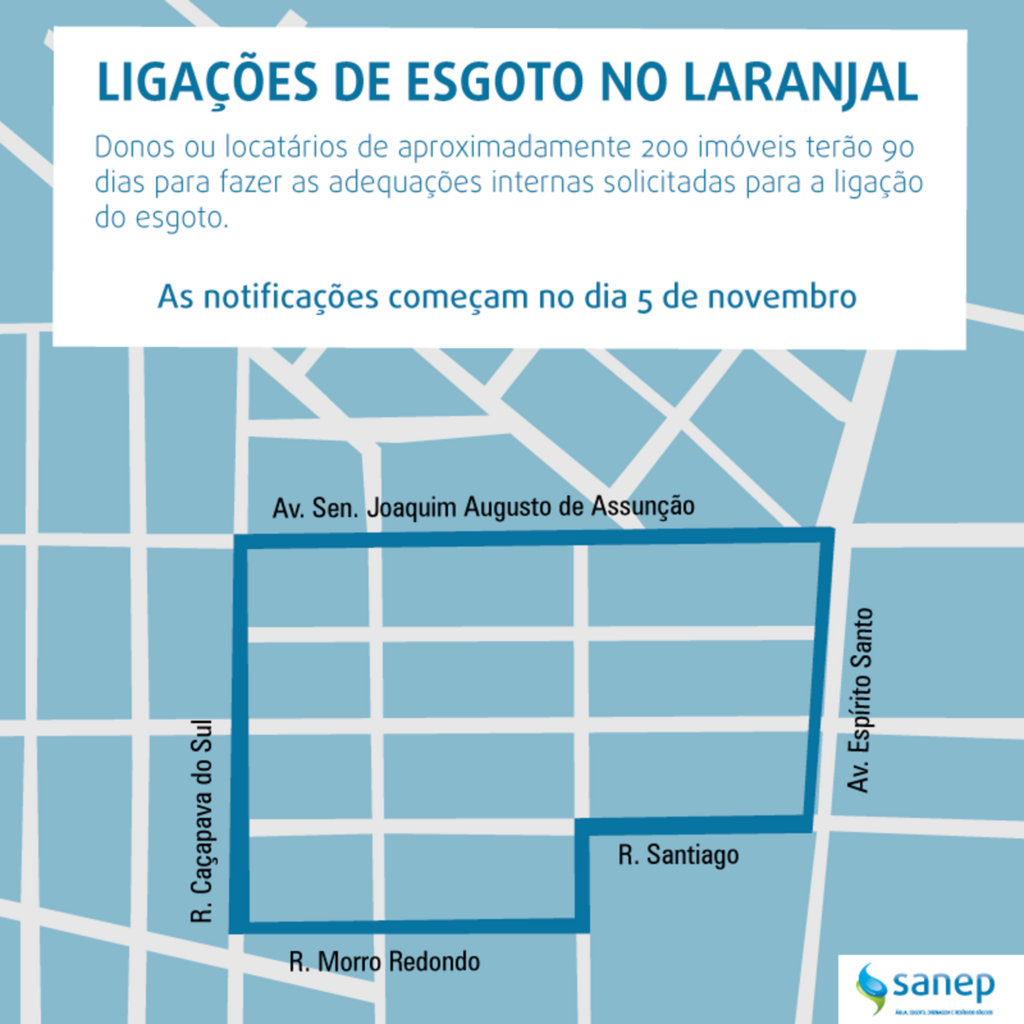 Sanep irá notificar casas do Laranjal