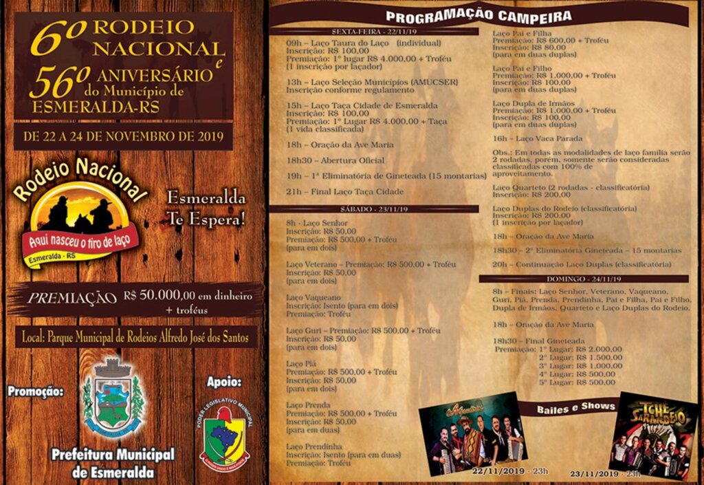 Esmeralda celebrará aniversário do  município com o Rodeio Nacional