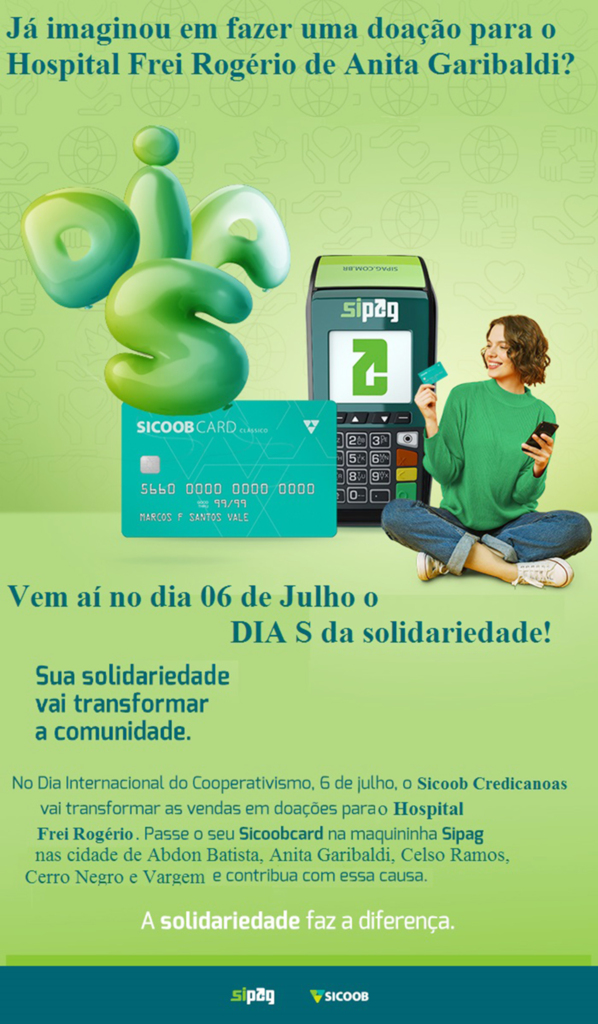 Sicoob Credicanoas vai comemorar o dia do cooperativismo com ação solidária