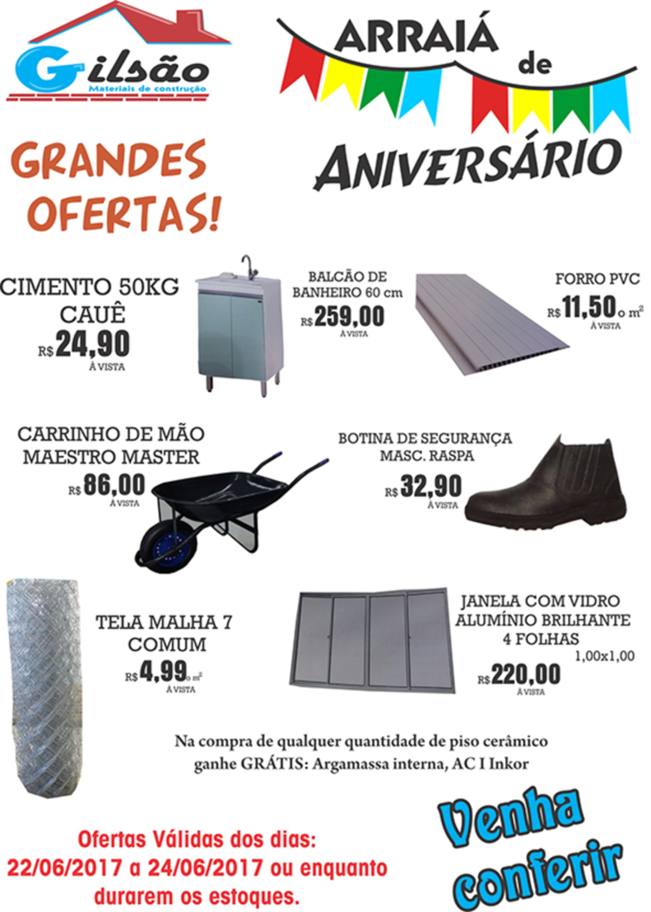 Gilsão Materiais de Construção promove arraiá de aniversário