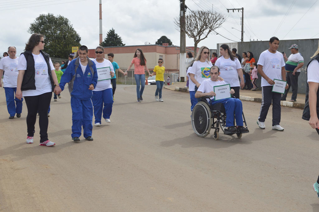  - Alunos da APAE de Campo Belo durante apresentação cívica