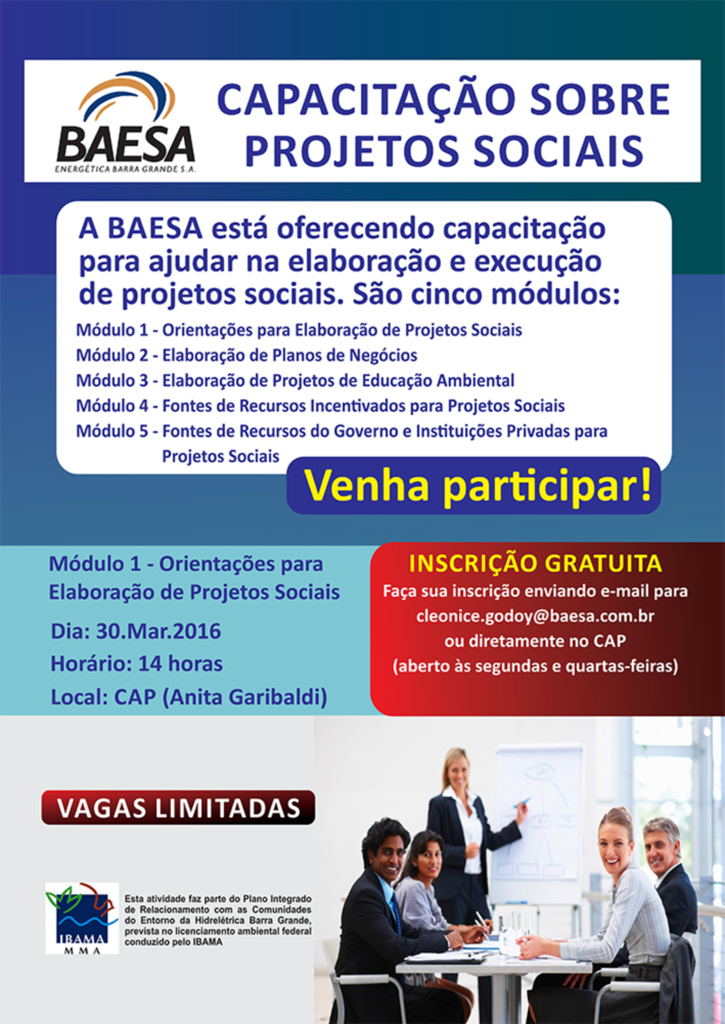 Capacitação vai orientar instituições a elaborar projetos sociais