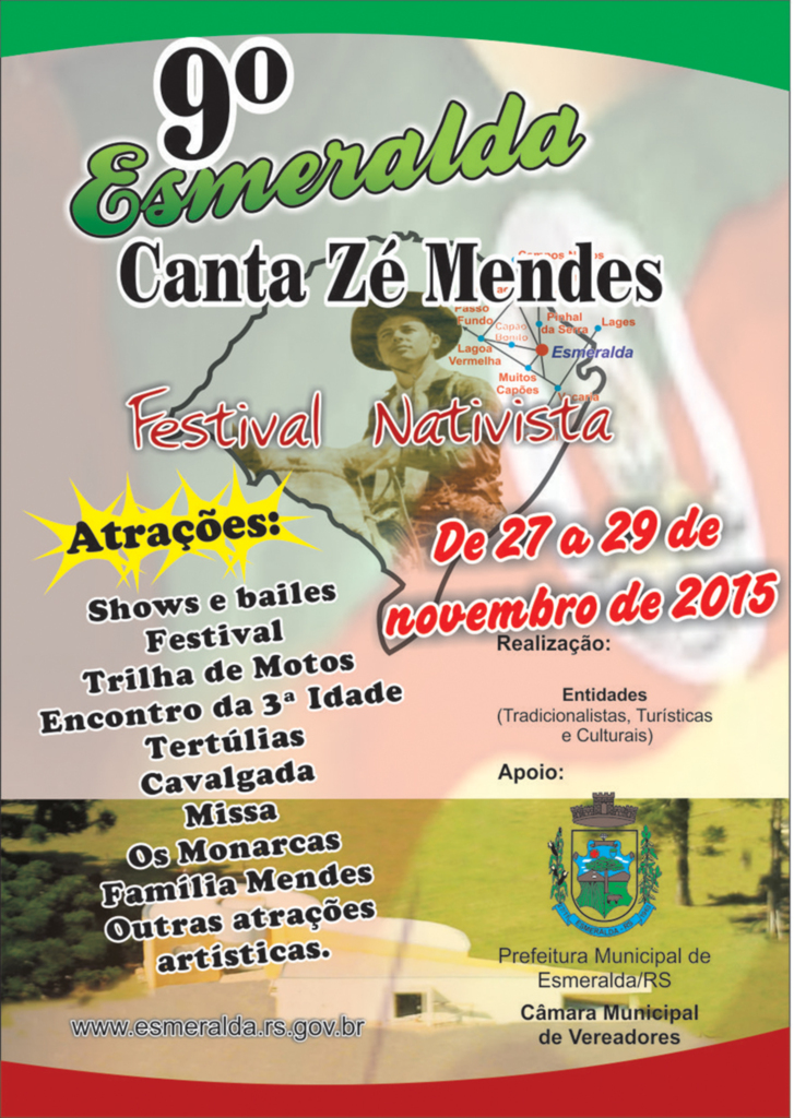 Veja as músicas classificadas para o IV Festival Esmeralda Canta José Mendes