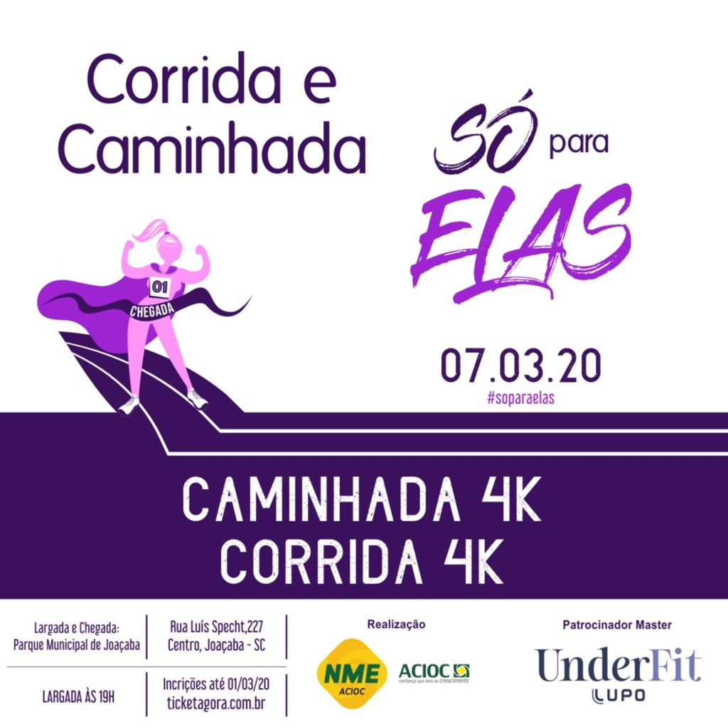 Estão abertas as inscrições para a corrida e caminhada 'Só para Elas', promovida pela ACIOC