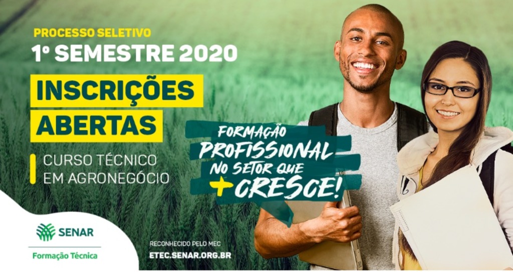 Inscrições abertas até 22 de janeiro de 2020 -  Senar/SC promove Curso Técnico em Agronegócio