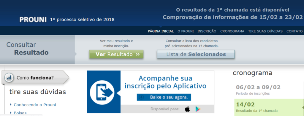Resultado da primeira chamada do ProUni já está disponível na internet