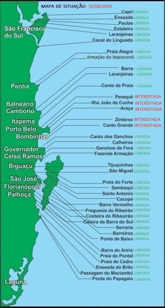 Cultivos de ostras e mexilhões de Bombinhas e Porto Belo estão interditados