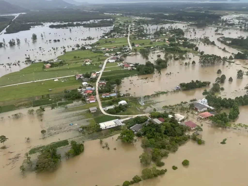  - Alagamento em Palhoça, na Grande Florianópolis — Foto: Prefeitura de Palhoça/ Divulgação