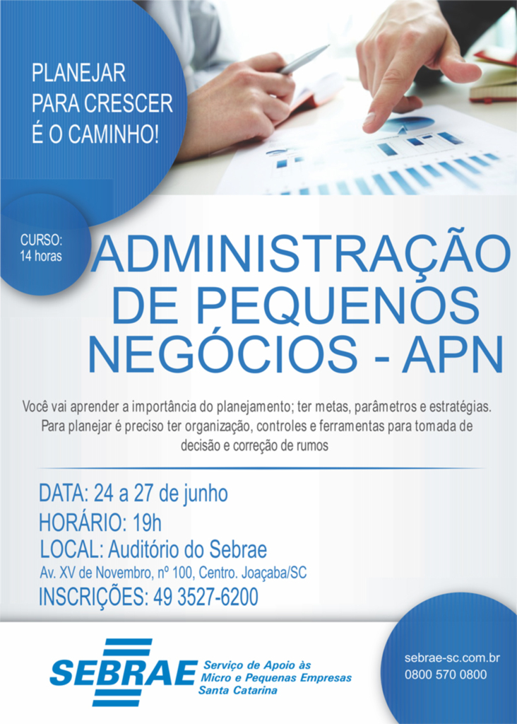 Sebrae promove em junho o Curso sobre Administração de Pequenos Negócios em Joaçaba