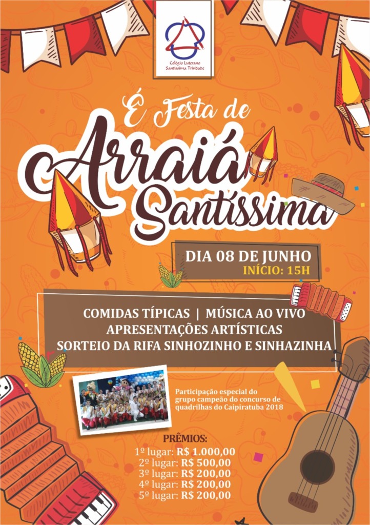 Arraiá do Santíssima acontece no dia 08 de junho