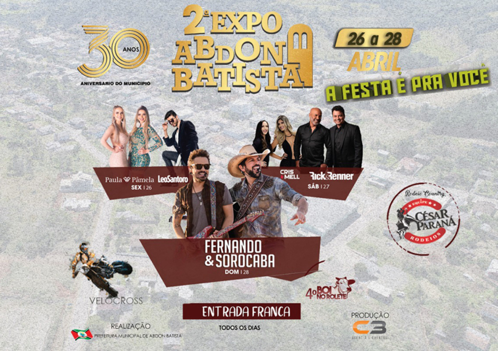 2ª Expo Abdon Batista - 30 anos será de 26 a 28 de abril