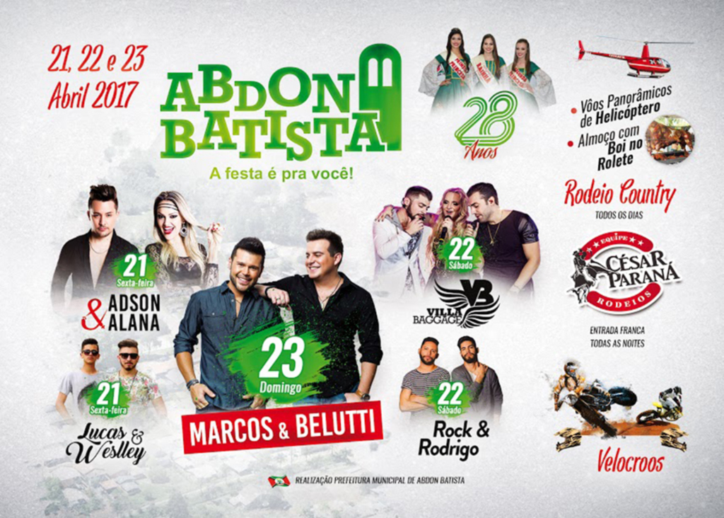 Prefeitura divulga programação da  28ª Festa do Município  de Abdon Batista