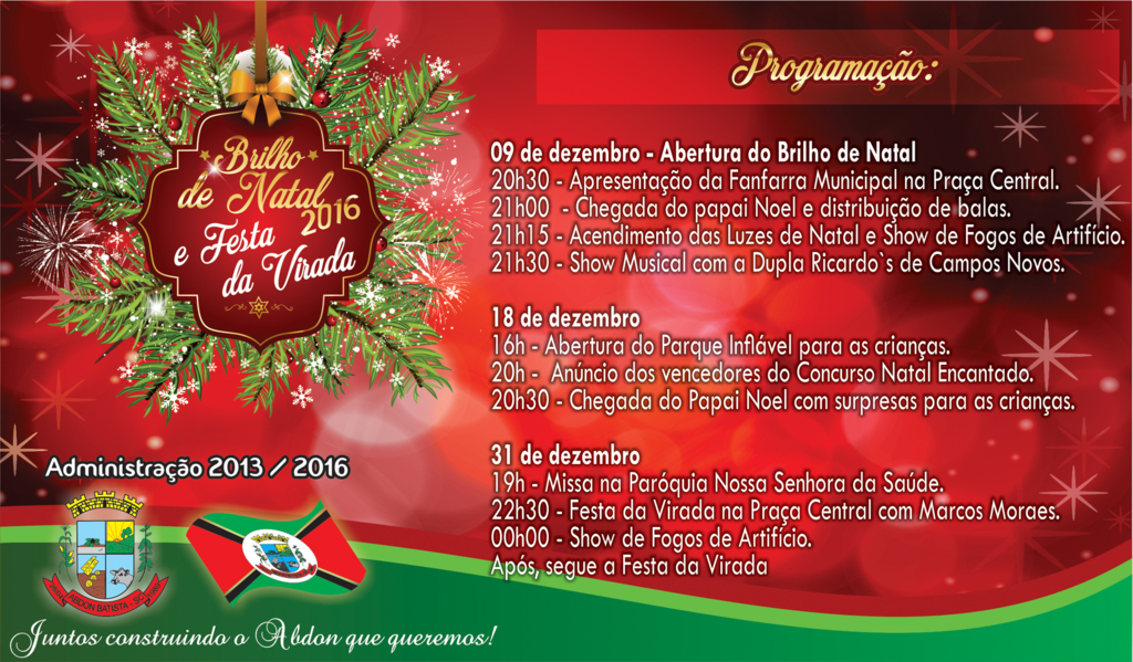 Abertura do Brilho de Natal 2016 acontece nesta sexta-feira em Abdon