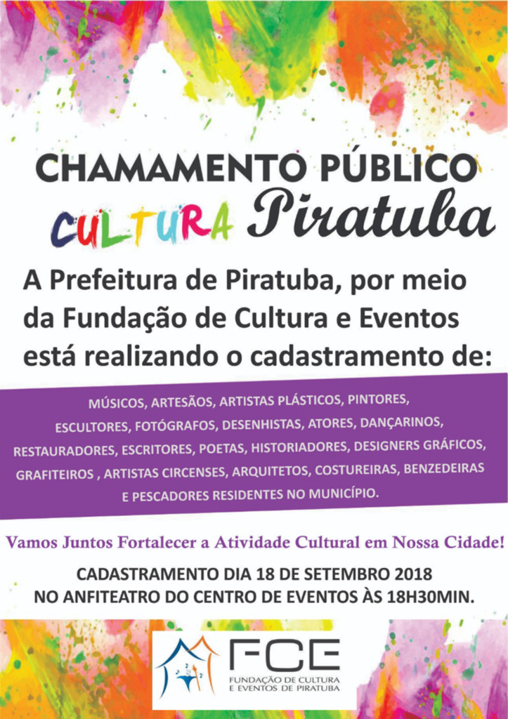 Fundação de Cultura e Eventos de Piratuba realizará cadastro de profissionais