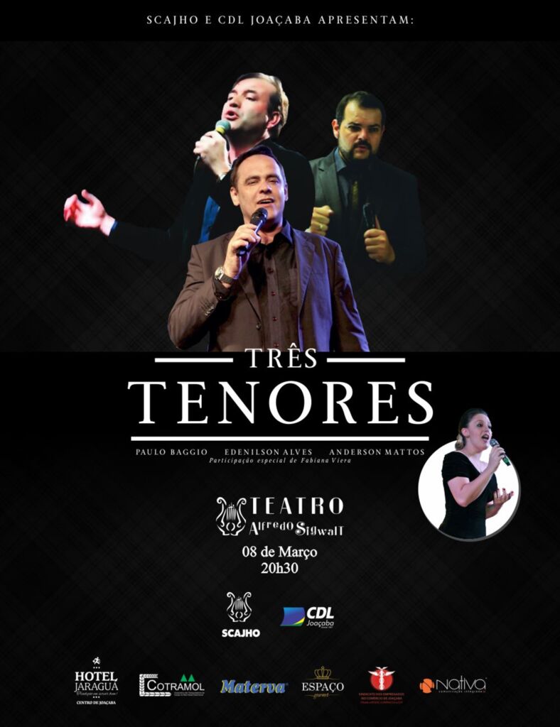 Show 'Três Tenores para Elas' volta ao palco do Teatro Alfredo Sigwalt