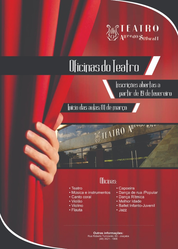  - Scajho abre inscrições para oficinas artísticas a partir do dia 19 de fevereiro.
