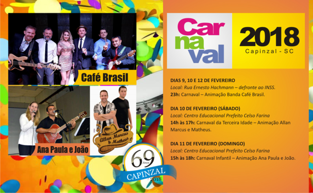 Capinzal terá carnaval infantil e da terceira idade em fevereiro