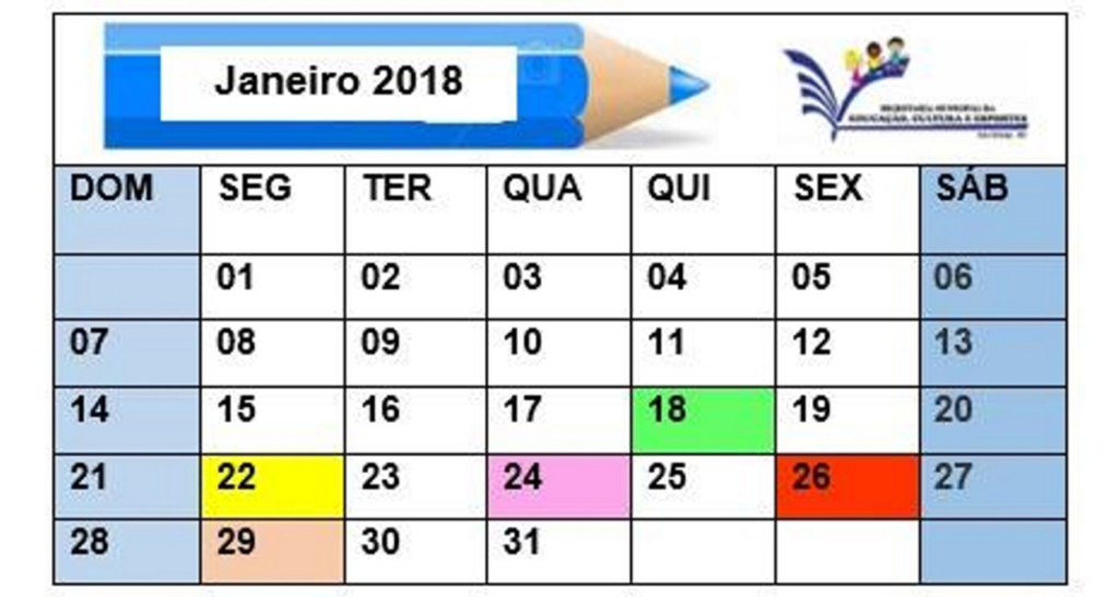 Secretaria Municipal da Educação divulga calendário de ações para o mês de janeiro