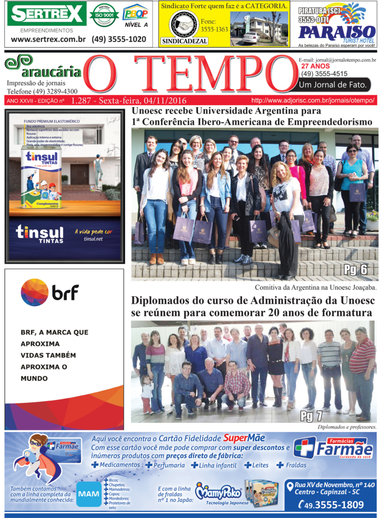  - O TEMPO - um jornal de fato, edição nº1.287, de 04 de Novembro de 2016.
