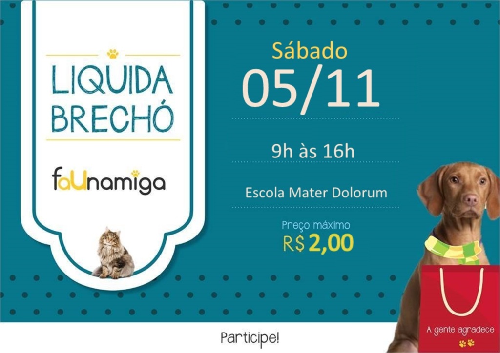 ONG Faunamiga promove o último brechó beneficente de 2016