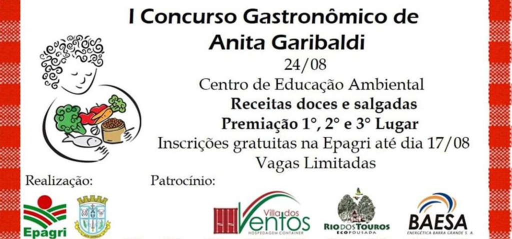 Lançado o 1º Concurso Gastronômico de  Anita Garibaldi