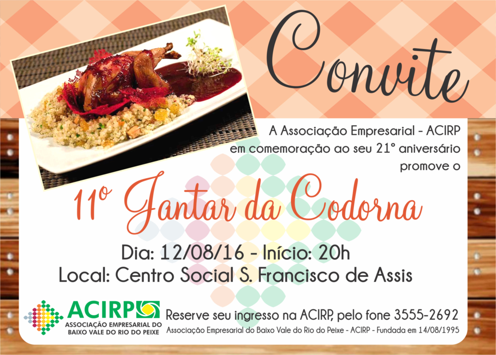  - Convite  11º Jantar da Codorna 2016