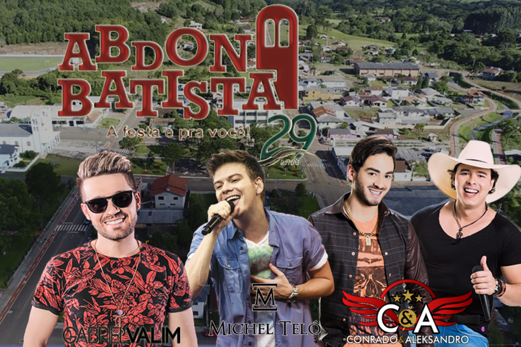 Confirmados os shows nacionais da Festa dos 29 anos de Abdon Batista