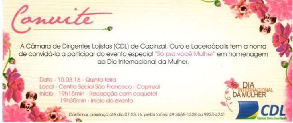  - Convite CDL Dia da Mulher