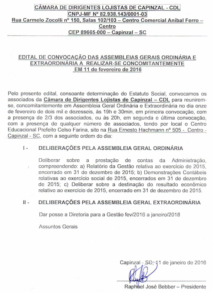 CDL de Capinzal, Ouro e Lacerdópolis