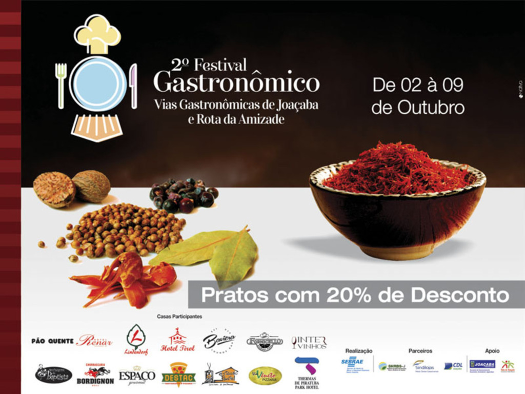 Inicia hoje e se estende até dia 9 a 2ª edição do Festival Gastronômico de Joaçaba e Rota da Amizade